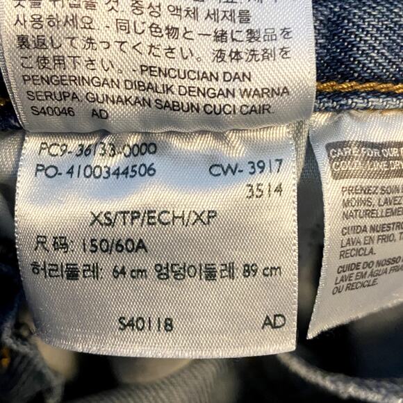 Levi's Bib Overalls Jeans 100% Cotton Adjustable Distressed Straight Med Wash XS - Picture 7 of 8